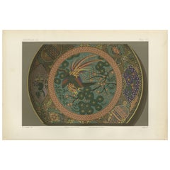 Antique Decorative Plate with Phoenix and Floral Motifs - Japanese Art by Audsley, 1884