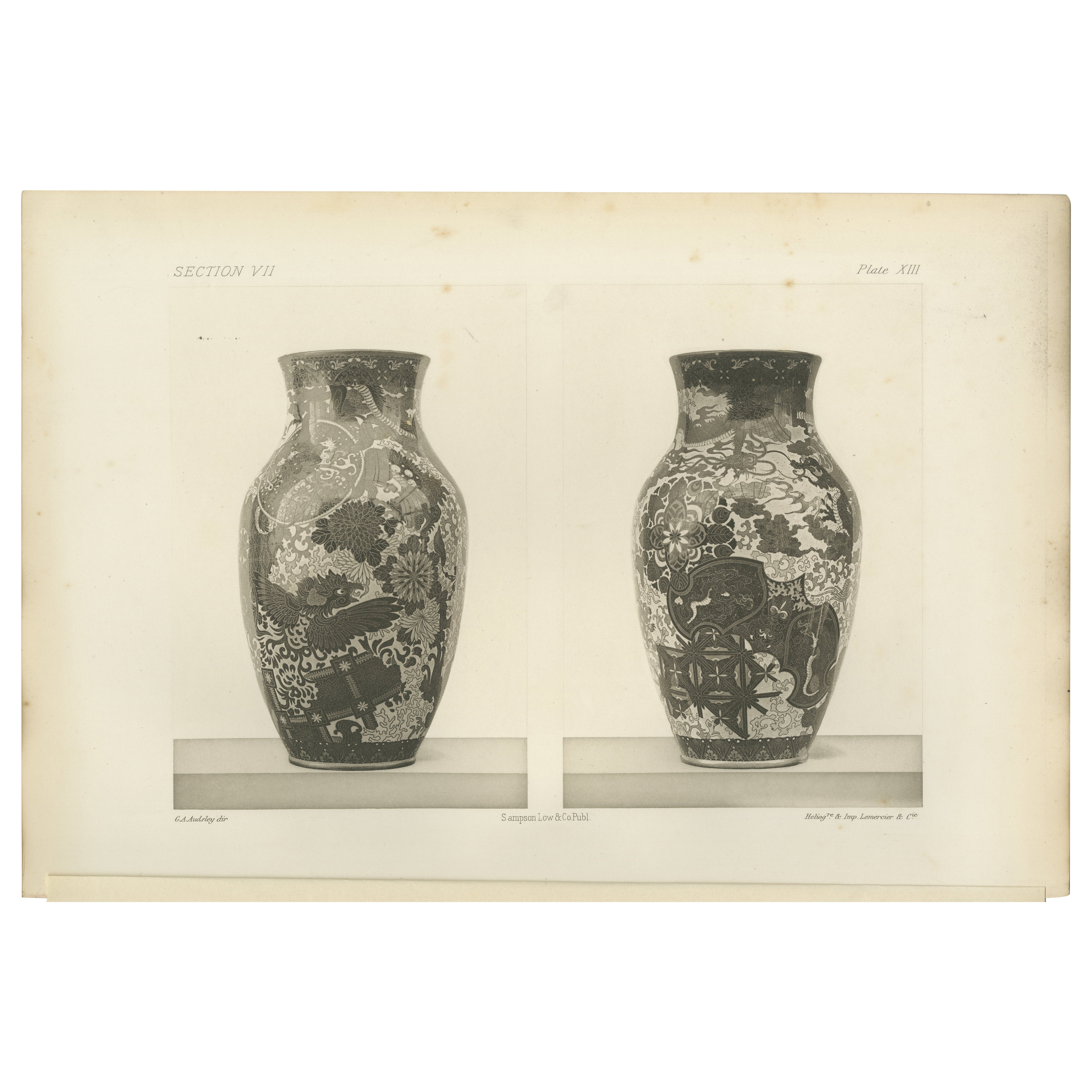 Japanese Ornamental Vase with Intricate Designs - A Heliograph by Audsley, 1884