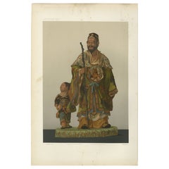 Statuette cinesi raffiguranti un Sage e un assistente, arte giapponese di Audsley, 1884