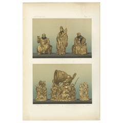 Figurine giapponesi raffiguranti guerrieri, divinità e scene di vita quotidiana, 1884