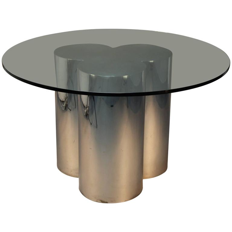 Jere Chrome Trefoil Pedestal or Table Base with Glass Top at 1stDibs dining room table base