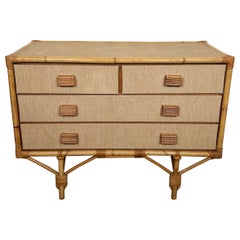 Cómoda de bambú, ratán, madera y rafia de Audoux Minet
