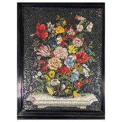 Nature Morte Au Bouquet, Mosaïque de verre, Monogrammé CH, Vers 1980