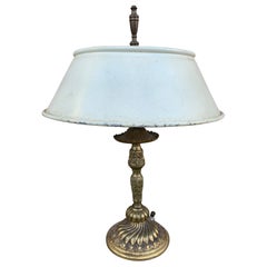 Mid-20th Century Neoclassical Brass Lamp With White Tole Shade
