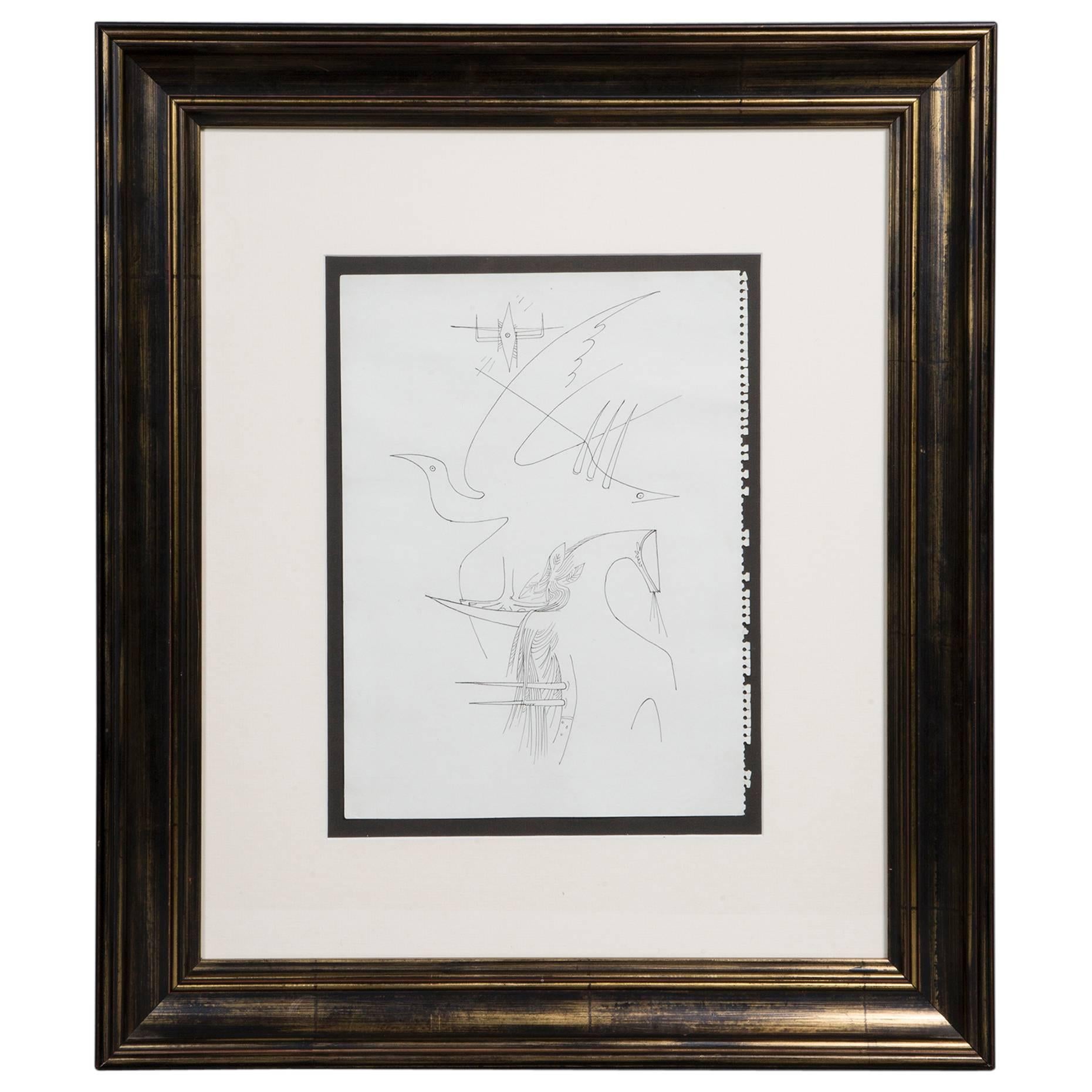 Wifredo Lam, Ink on Paper Drawing, 'Untitled', 1957, Cuba For Sale