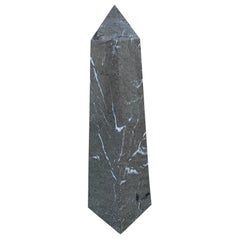 Neoclassical Grand Tour Solid Marble Gray and White Obelisk