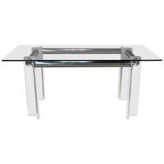 Lucite and Chrome Tube Dining Table