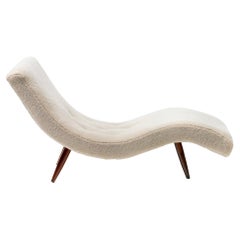 Adrian Pearsall Wave Lounge in Plush Faux Vanilla Bean Shearling on Walnut Legs