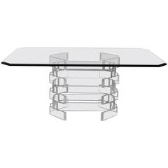 Amazing Stacked Lucite Brick Patter Dining Table or Desk
