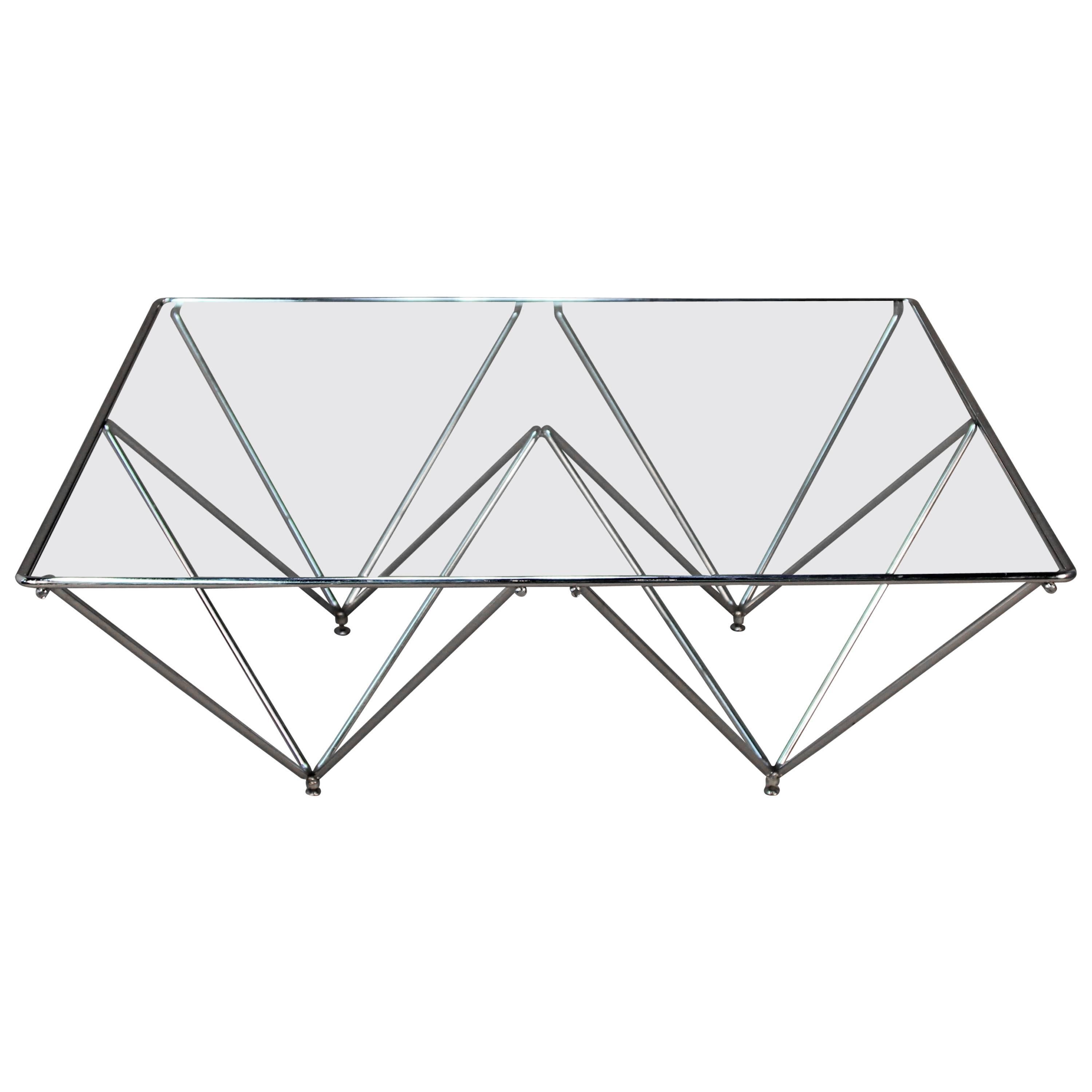 Paolo Piva Style Coffee Table with Glass Top