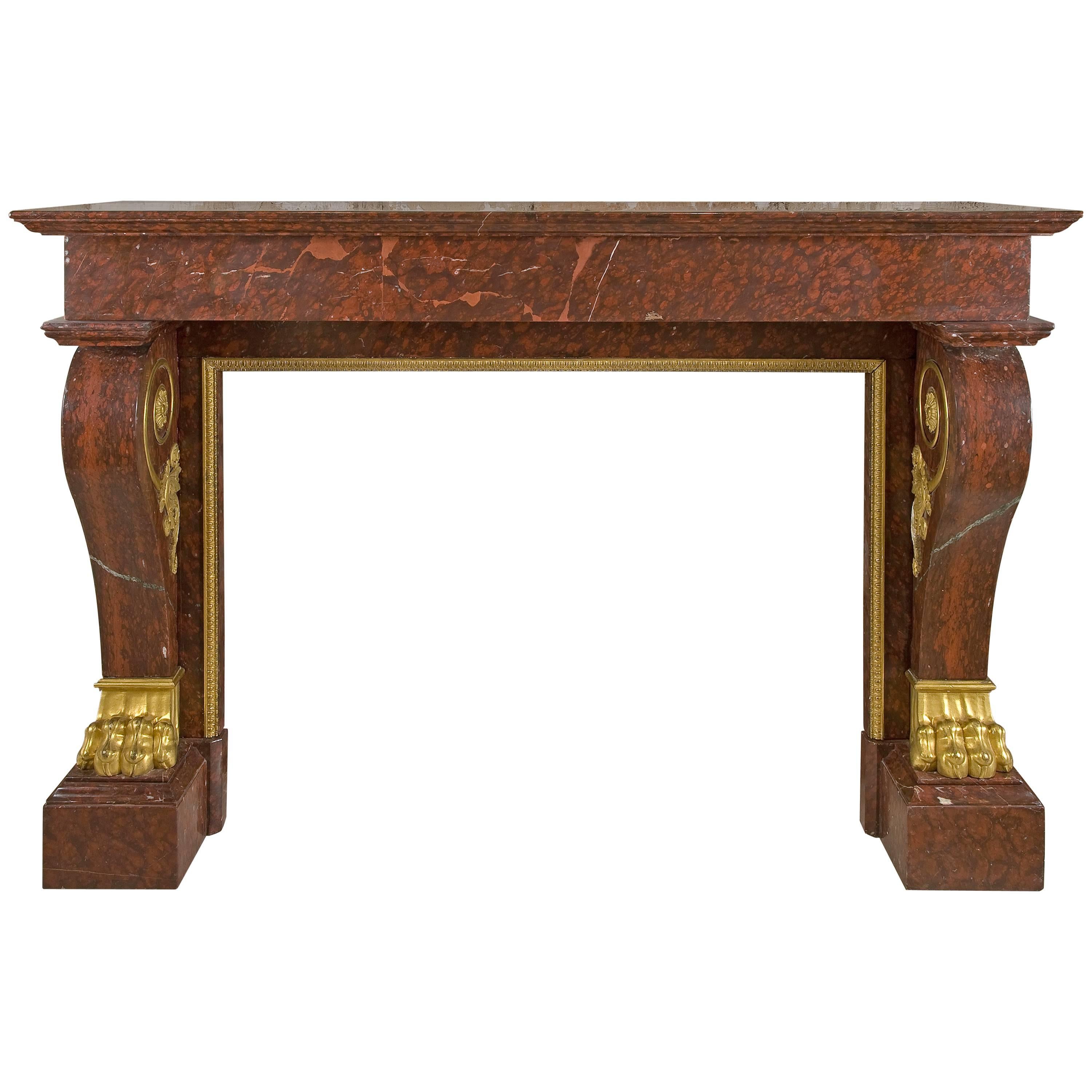 Fireplace in Red Morello Cherry Marble, 19th Century For Sale