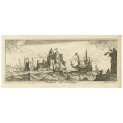 Vista de Bartanico en el archipiélago Egeo con fortificaciones y barcos, 1680