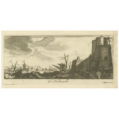 Los Dardanelos con torres fortificadas y actividad marítima, hacia 1680