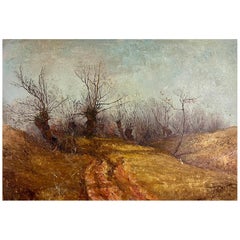 Vintage Exquisite 1930 Autumnal Landscape by Johannes Köhler – Oil on Panel