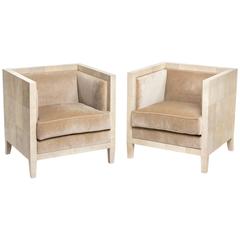 Pair of Shagreen Armchairs in the Style of Jean-Michel Frank