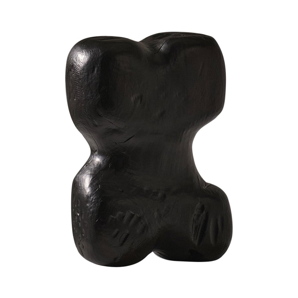 Abstract wooden sculpture "Torse ou Bollard" by Sergio Storel, 1969