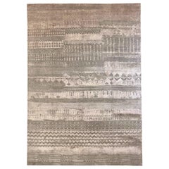 Tapis de zone indiennes gris et blanc moyen - 68660