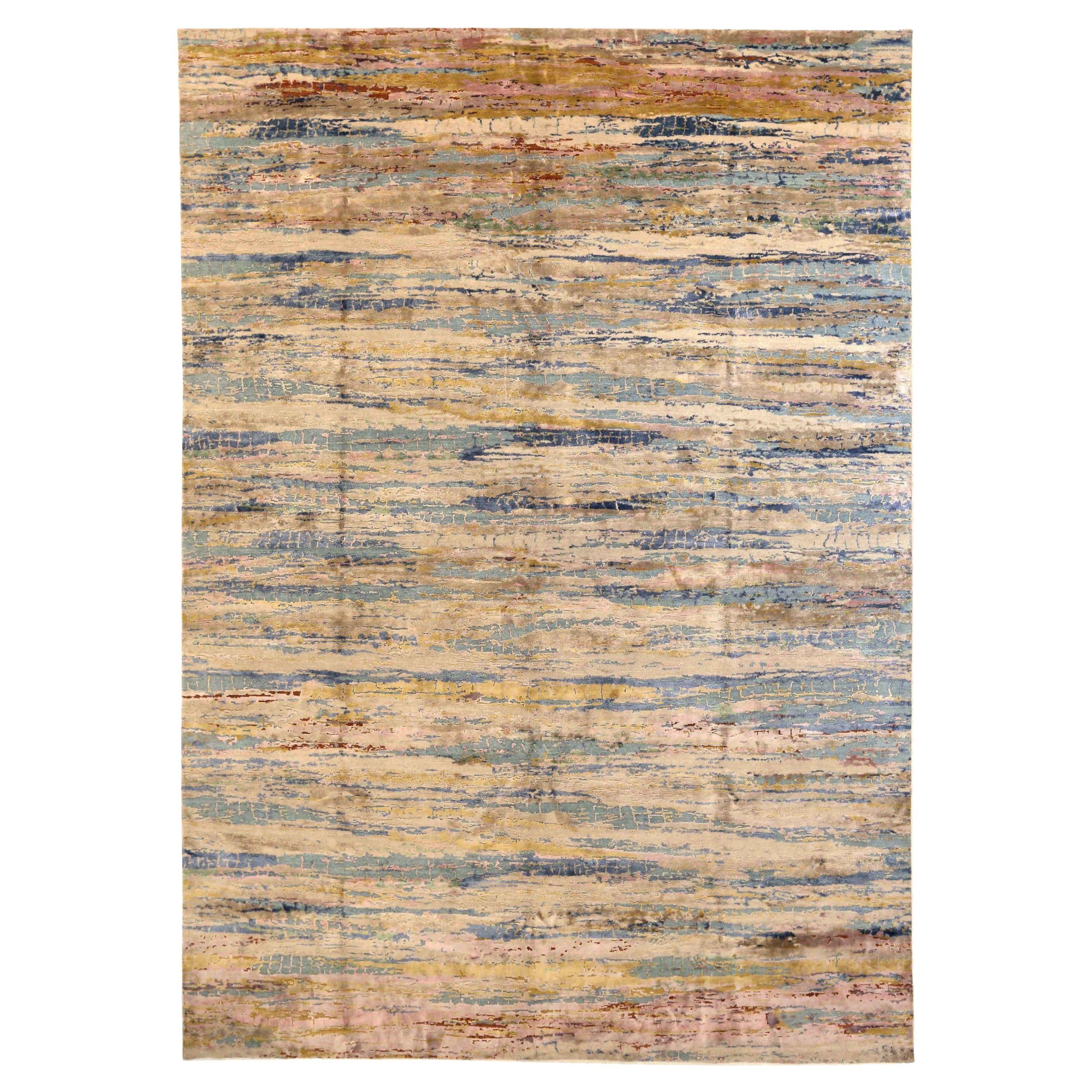 India Sea Mist Green Area Rugs Circa 1990 - 68656 For Sale
