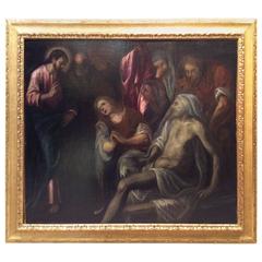 Resurrection of St Lazarus, Oil on Canvas Venetian School, Italy, 16th Century