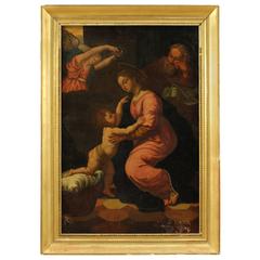Religious Signed Painting "Holy Family" Dated 1823