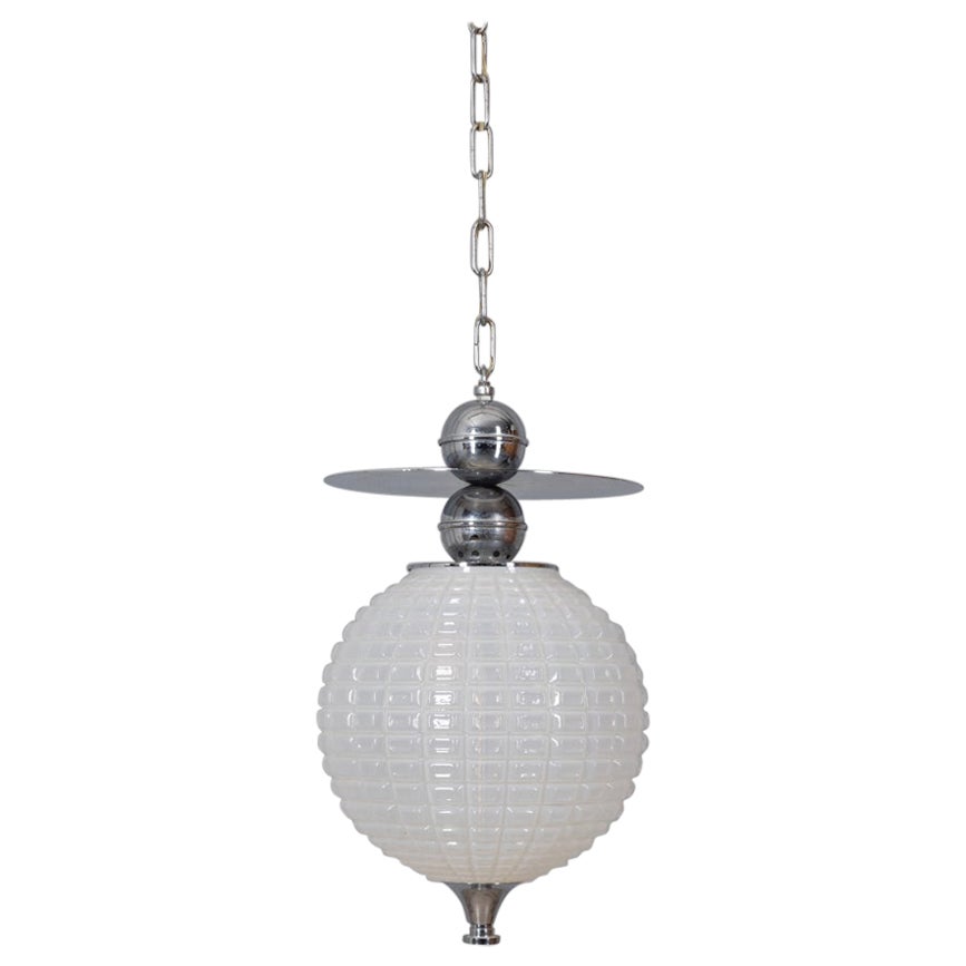 Lampe suspendue en verre et métal des années 70, design italien