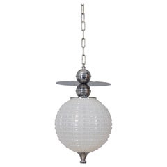 Lampe suspendue en verre et métal des années 70, design italien