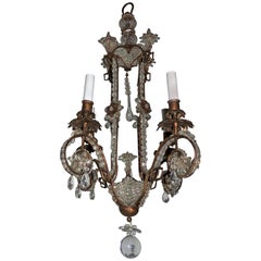 Wonderful Beaded Italian Baguès Gilt Vintage Tole Chandelier Pagoda Fixture