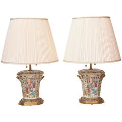 Pair of Chinese Porcelain Mandarin Bough Pot Lamps 7