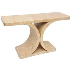 Karl Springer Goatskin Curved Console Table