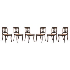 Ensemble de 6 chaises de salle à manger anglaises de style Sheraton, 19ème siècle