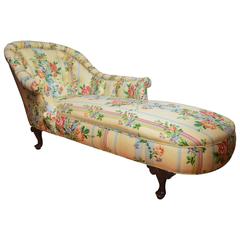 Vintage Fine 1940's Chaise Lounge with Floral Pattern Fabric
