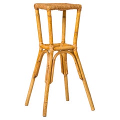Rush & Rattan Bar Stool French Riviera Style - France 1960's
