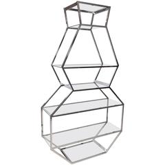 Chrome and Glass Etagere in the Manner of Milo Baughman