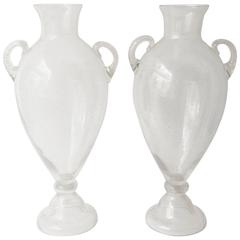 Pair of Monumental Murano Glass Urns Pair of Monumental Murano Glass Urns
