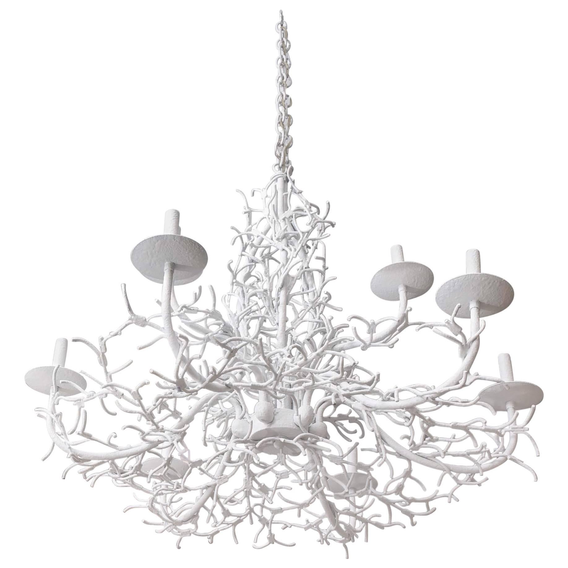 White Faux Coral Iron Chandelier