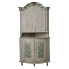 Antique Swedish Corner Cabinet from Transitional Time Rococo to Neoclassical