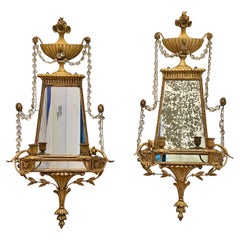 Coppia di scensori a specchio neoclassici inglesi del primo Ottocento
