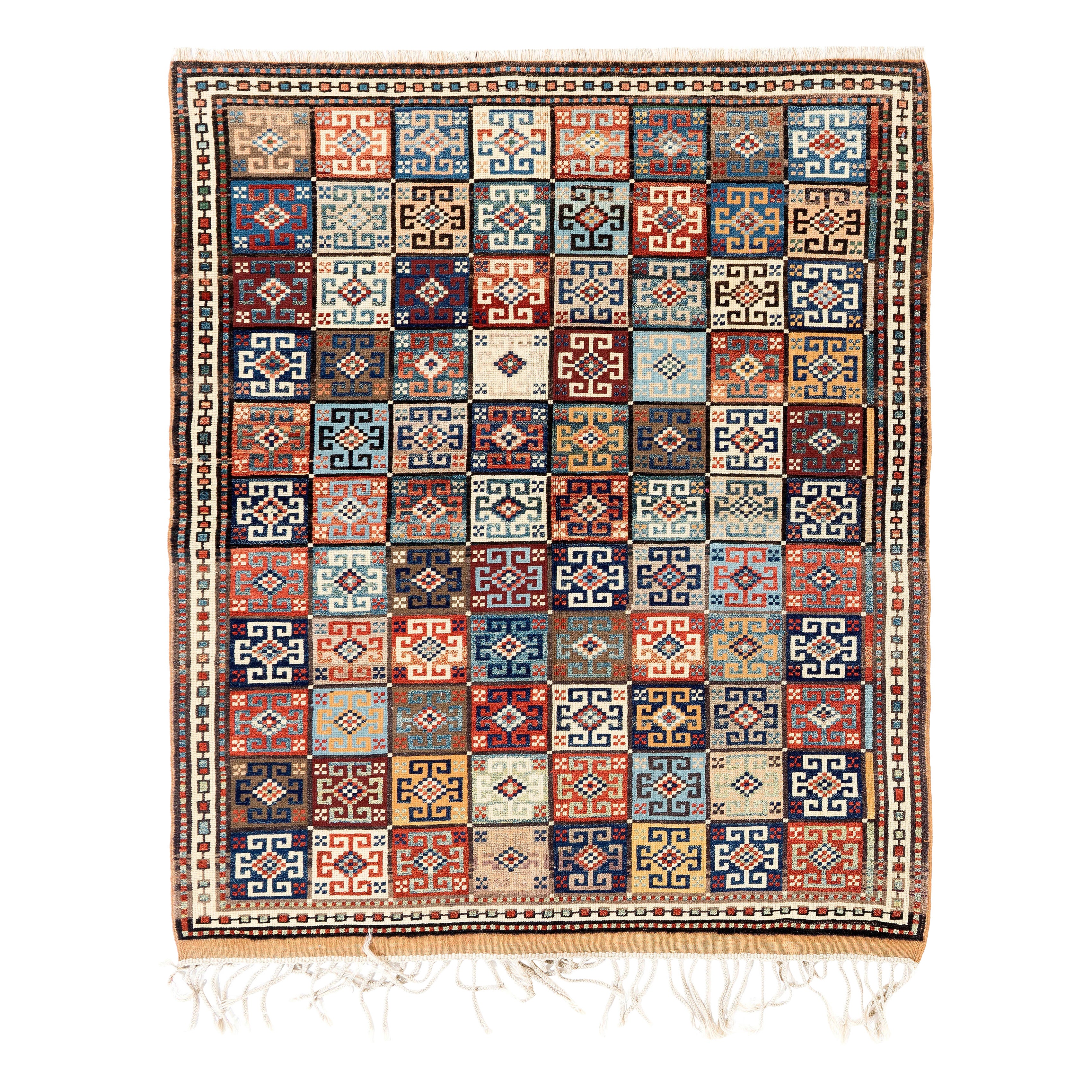 4.6x5.6 Ft Vintage Handmade Turkish Dowry Rug, 100% Soft Wool & Natural Dyes