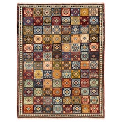 4,6x5.9 Ft handgefertigter türkischer Dowry-Teppich im Vintage-Stil, 100 % Wolle und Naturfarben