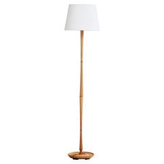 Schwedische Designerin, Stehlampe, Eiche, Stoff, Schweden, 1950er Jahre