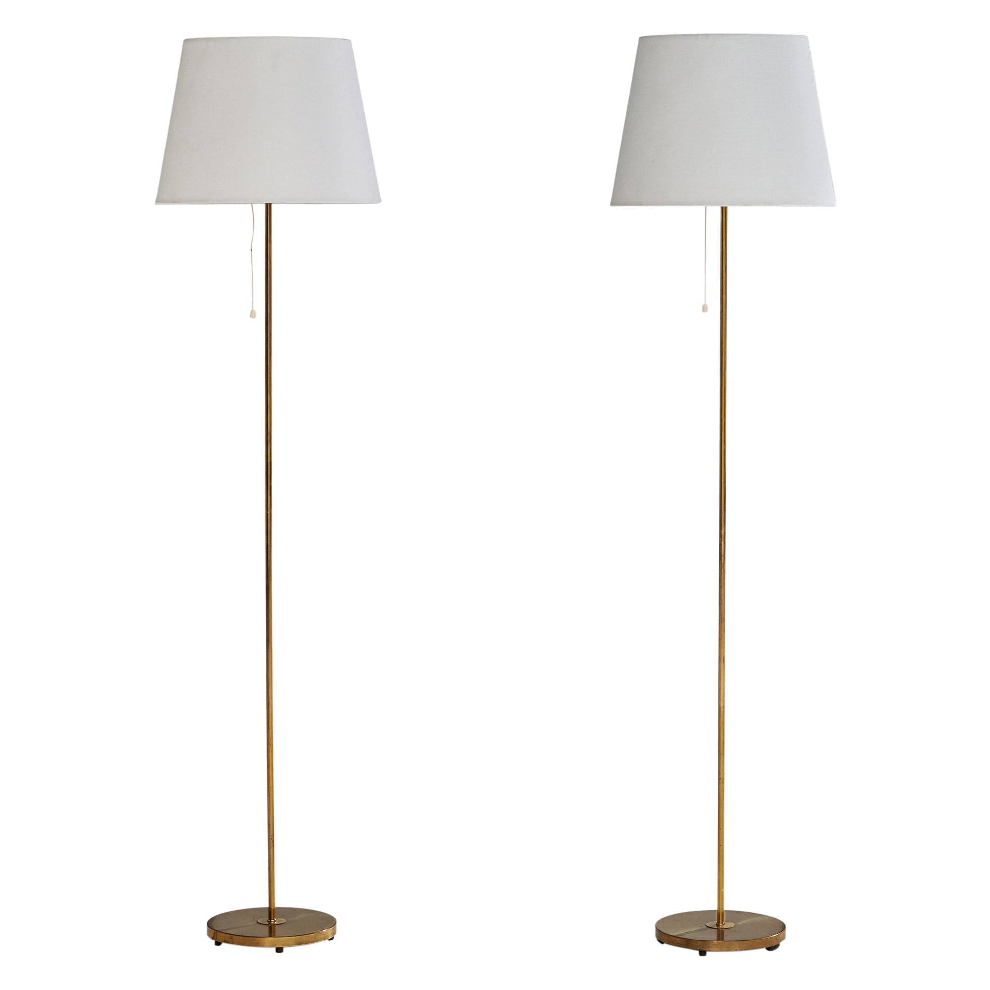 Falkenbergs Belysning, lampadaires, laiton, tissu, Suède, années 1960