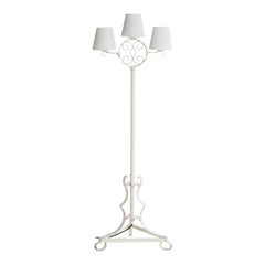 Vintage Swedish Designer, Floor Lamp, Iron, Fabric, Sweden, 1930s