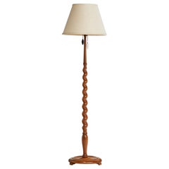 Diseñador sueco, lámpara de pie, madera, tela, Suecia, años 1930