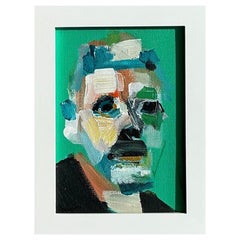 Vintage Boho Original Abstrakt Expressionist Öl Porträt auf Leinwand