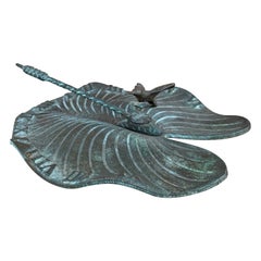 Vintage English Country Green Cast Iron Hummingbird and Dragonfly Garden Sundial