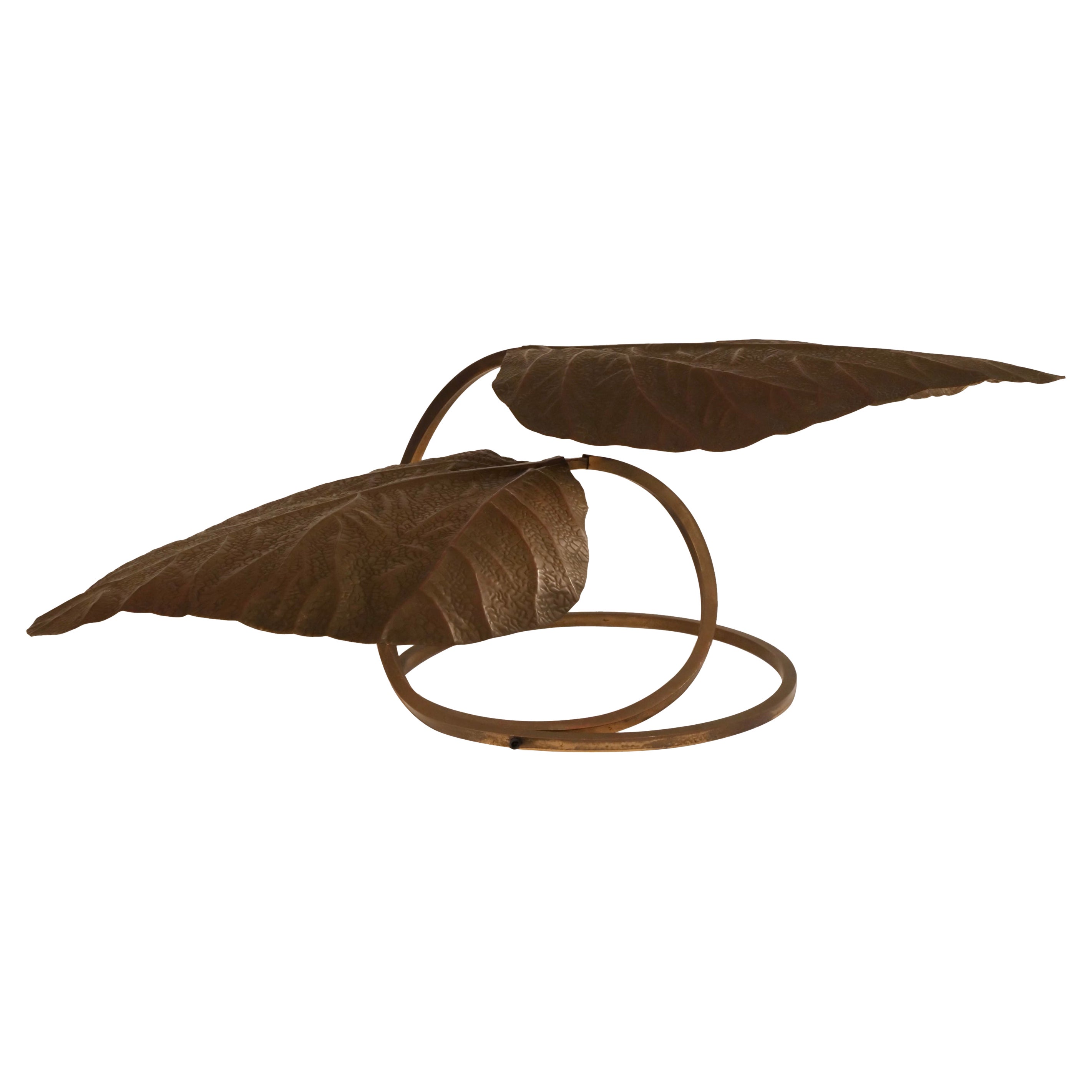 Original 1970s Tommaso Barbi for Bottega Gadda two leaf rhubarb table light
