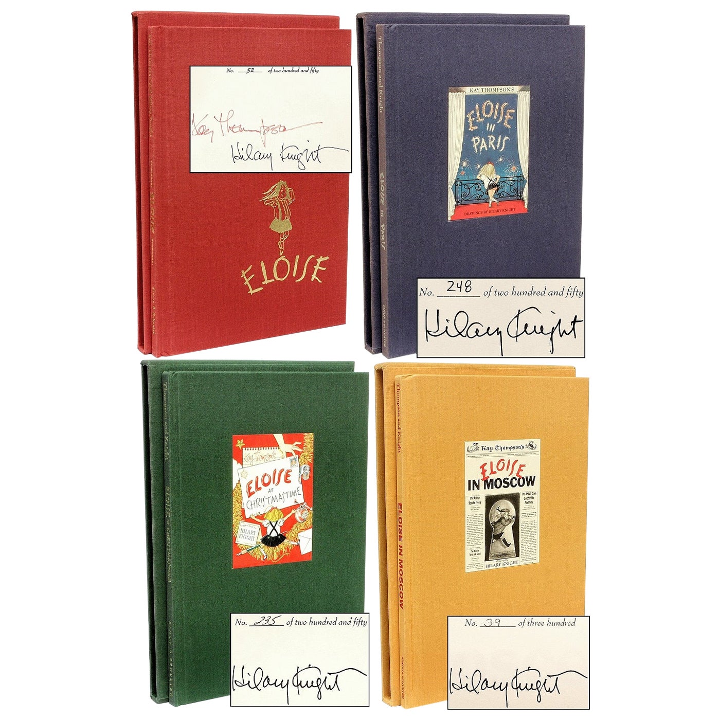 Kay Thompson. COMPLETE SET OF SIGNED LIMITED ED. Eloise - Paris - Moscow - Xmas For Sale