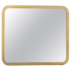 Mid Century Modern Milo Baughman Rounded Corner Mirror with Brass Frame