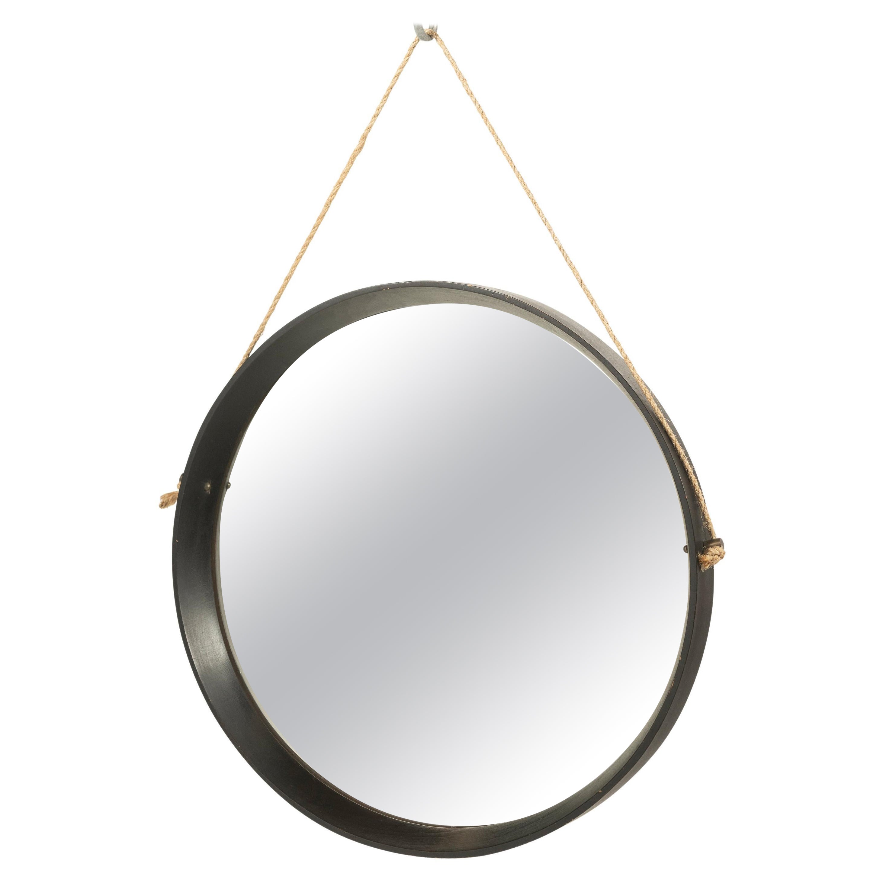 Vintage Round Mirror Framed in Metal