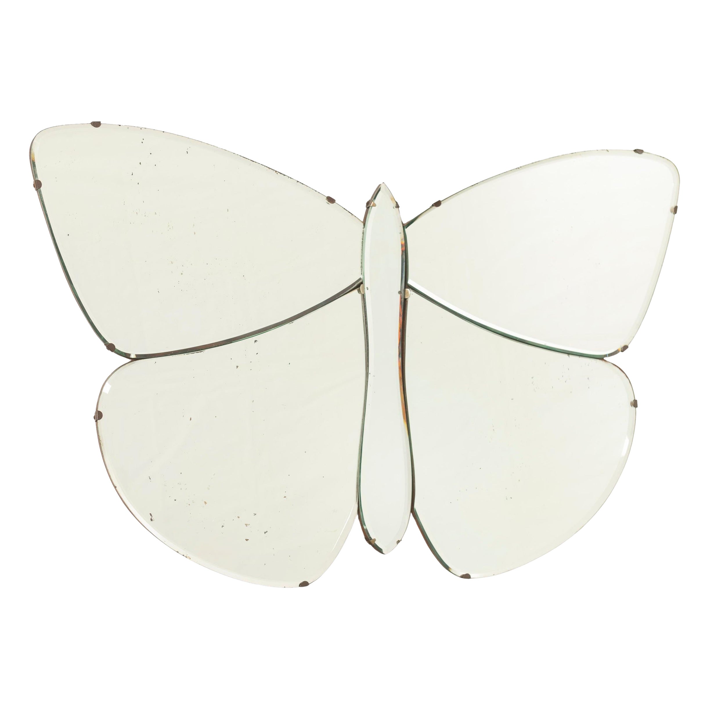 Vintage 1940's Italian Wall Mirror, 5 Piece Butterfly, Italy For Sale